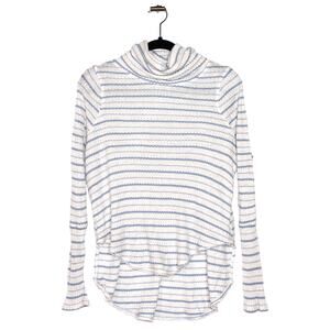 Free People Cowl Neck Blue Striped Sweater XSmall